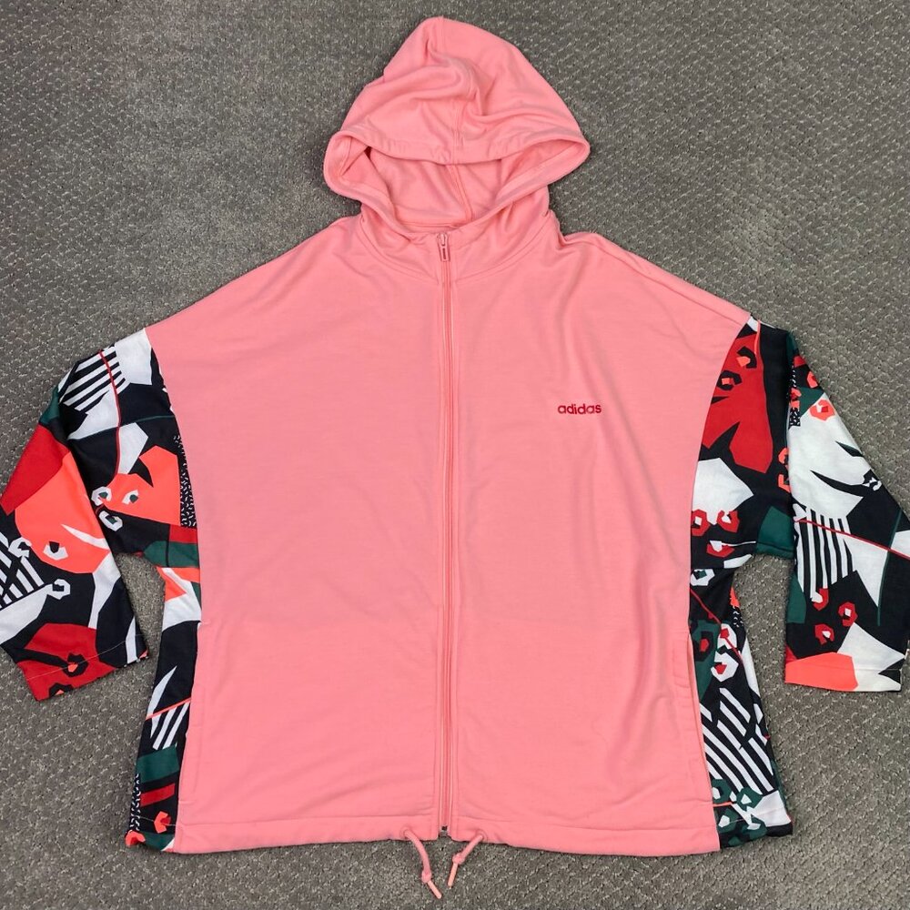 Adidas Farm Rio Hoodie Hooded Track Jacket Women's Large Glory Pink Scarlet Zip